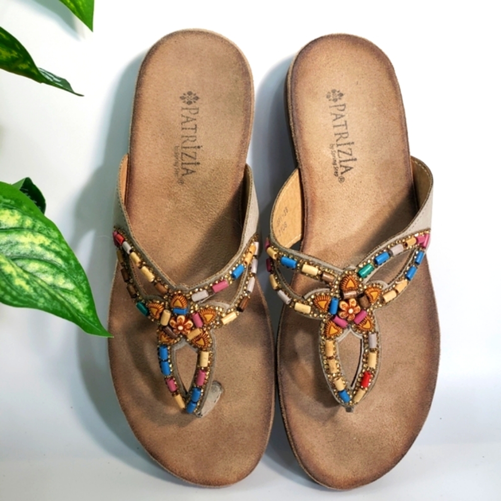 Patrizia Gray w/ Multi Beads Sandal Thong - Bohemian Hippie Beach Festival 36/6